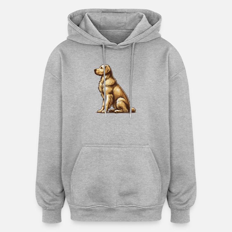 Golden Retriever - Oversized Unisex Hoodie - Grau meliert