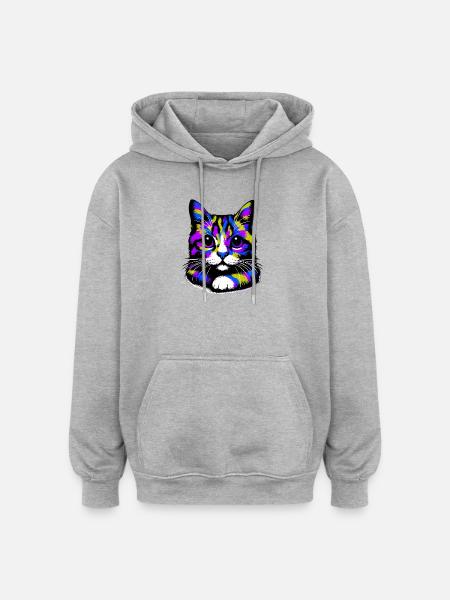 Cat - Oversized Unisex Hoodie - heather grey