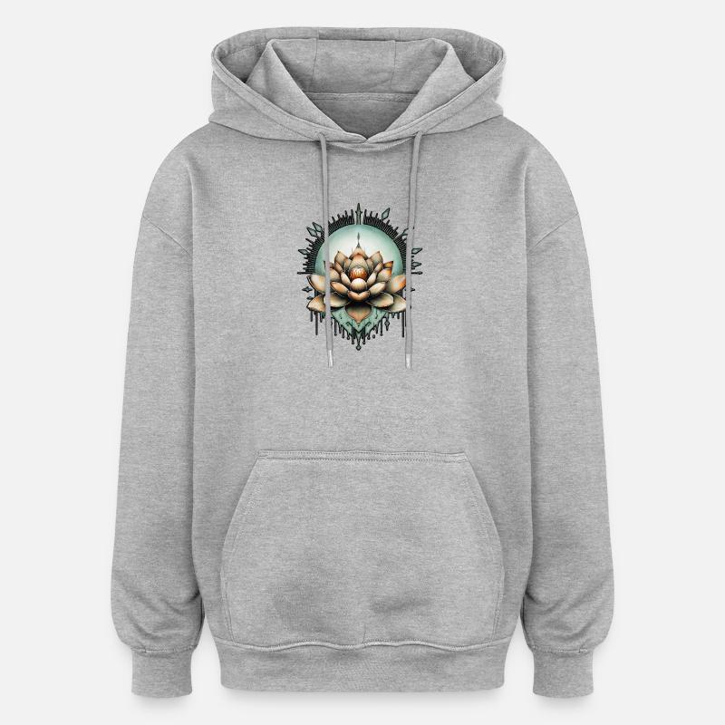 Meditative elegance. Exquisite lotus flower - Oversized Unisex Hoodie - heather grey