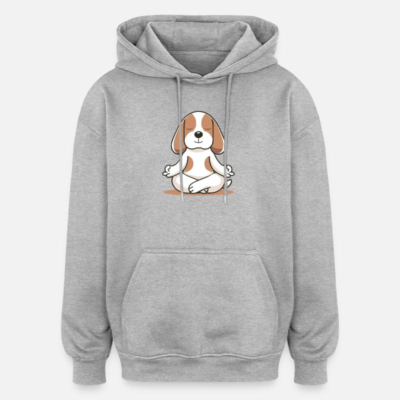 Meditierender Beagle – Ruhe & Achtsamkeit - Oversized Unisex Hoodie - Grau meliert