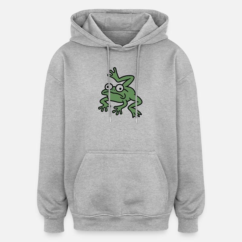 Cuisse de grenouille Derpy - Sweat à capuche oversize unisexe - gris chiné