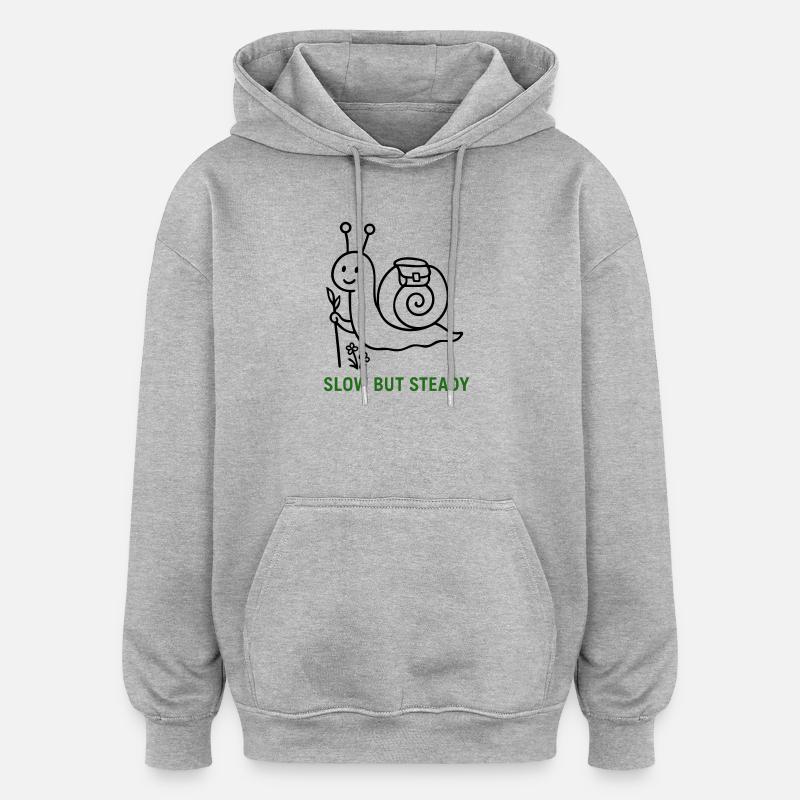 Wanderschnecke Slow but Steady - Oversized Unisex Hoodie - Grau meliert
