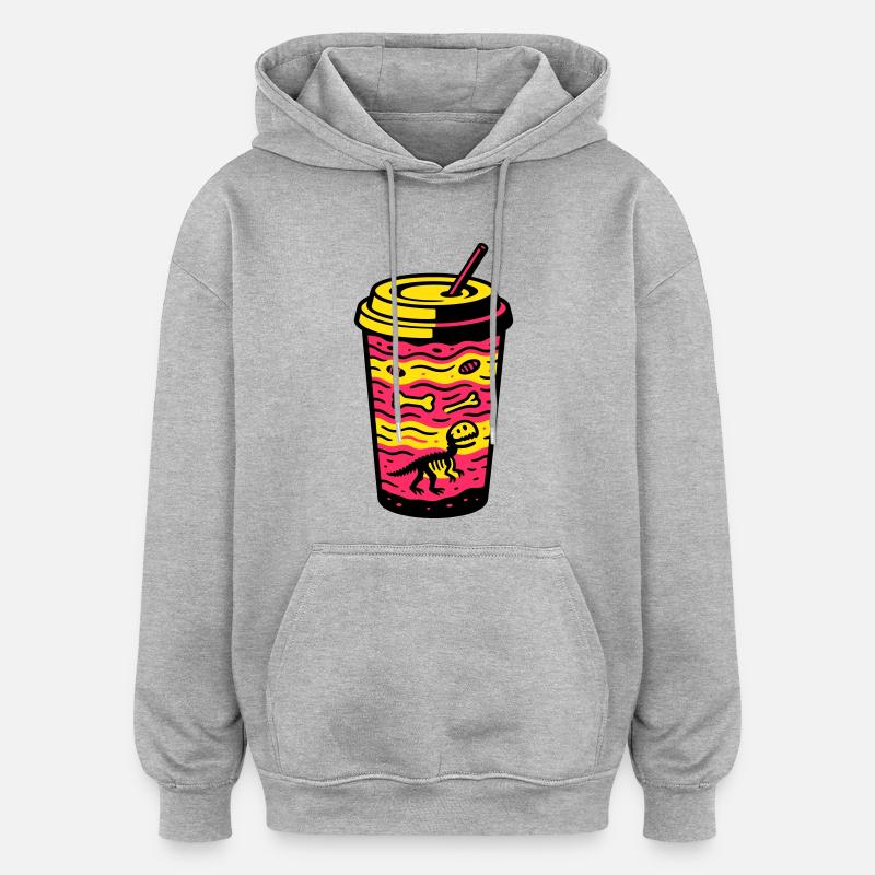 Coupe Matcha Dino - Sweat à capuche oversize unisexe - gris chiné