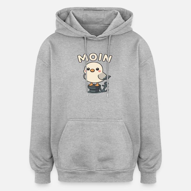 Moin - Design de mouette - Sweat à capuche oversize unisexe - gris chiné