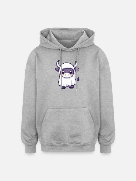 Bull Halloween Ghost - Oversized Unisex Hoodie - heather grey