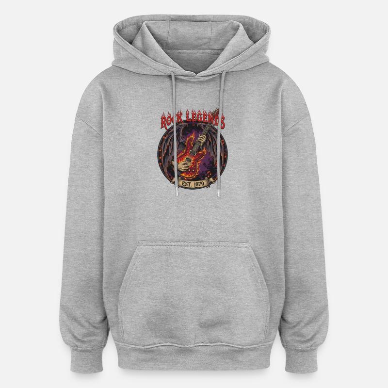 Rock Legends Guitare de feu - Sweat à capuche oversize unisexe - gris chiné