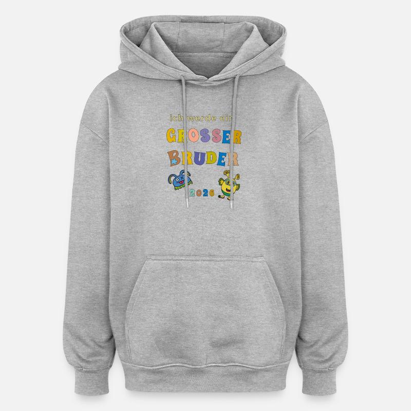 Ich werde großer Bruder 2026 - Oversized Unisex Hoodie - Grau meliert
