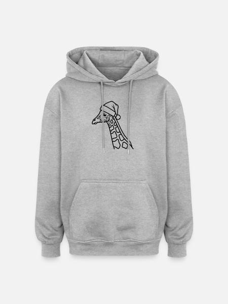 Weihnachtsgiraffe Cartoon Illustration - Oversized Unisex Hoodie - Grau meliert
