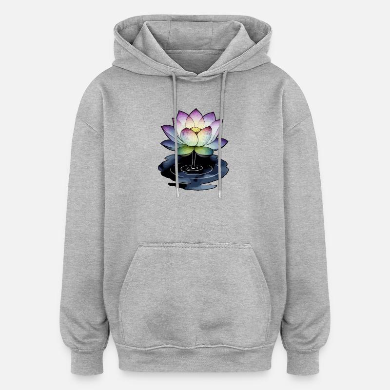Lotus dans une flaque d’eau - Sweat à capuche oversize unisexe - gris chiné