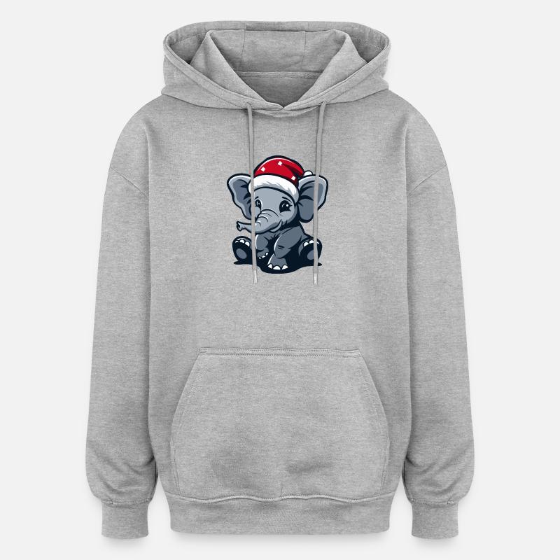 Noël des éléphants - Sweat à capuche oversize unisexe - gris chiné