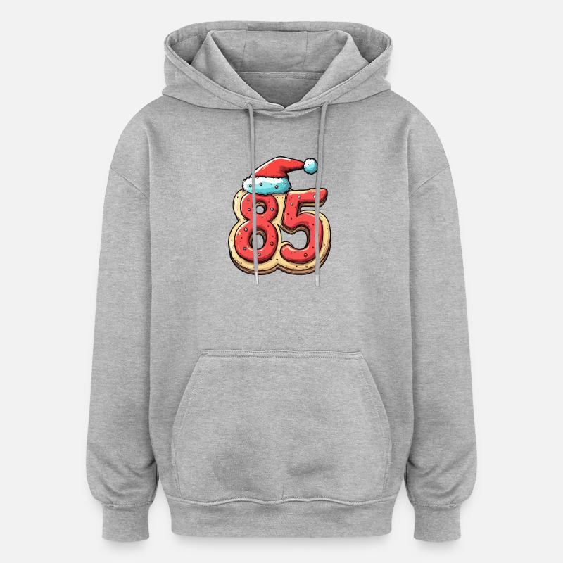 85 Numéro Biscuit Noël - Sweat à capuche oversize unisexe - gris chiné