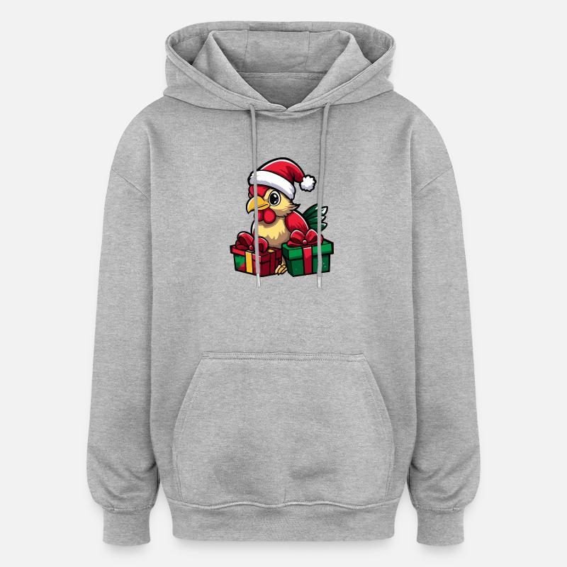 Cadeaux de Noël du Coq - Sweat à capuche oversize unisexe - gris chiné