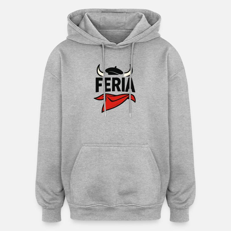 Féria - Pays Basque - Sweat à capuche oversize unisexe - gris chiné