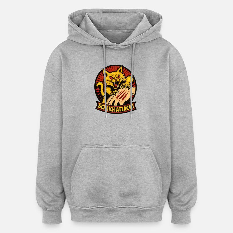Scratch Attack Wütende Katzenklauen-Design - Oversized Unisex Hoodie - Grau meliert