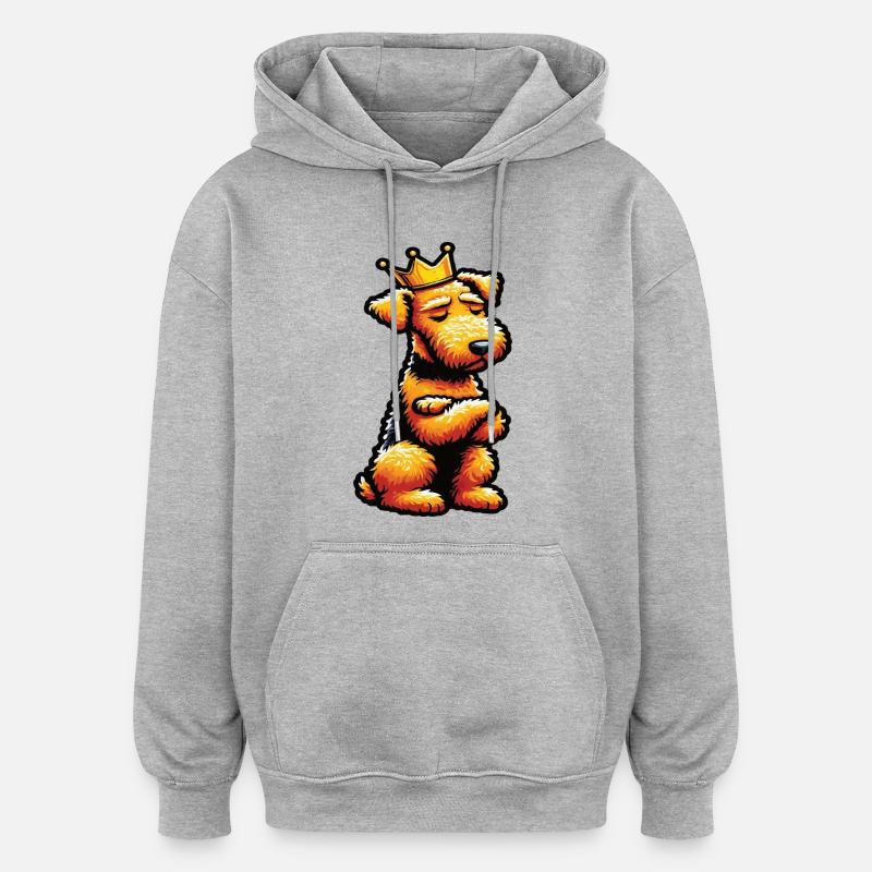 Airedale Terrier Airedales Airedale Lover - Sweat à capuche oversize unisexe - gris chiné
