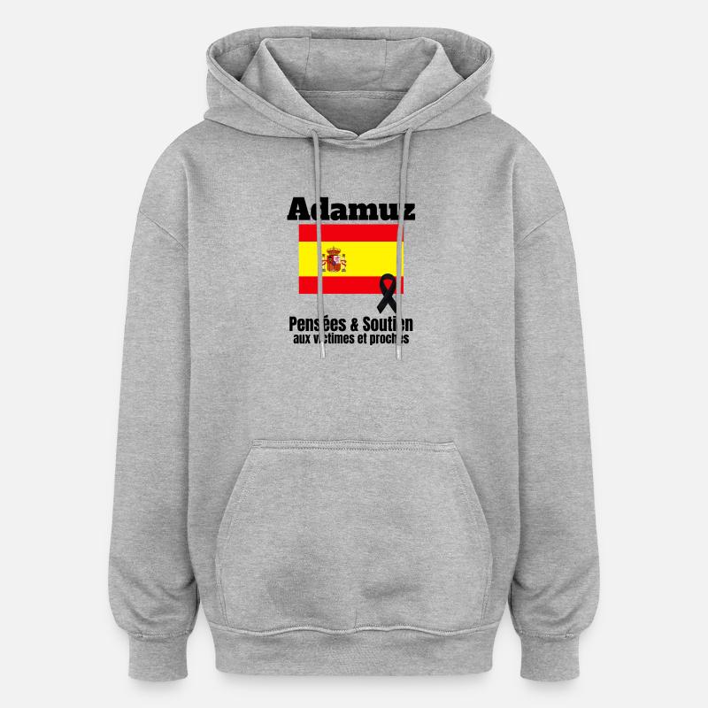 Espagne, Spain, drapeau Espagnol - Sweat à capuche oversize unisexe - gris chiné