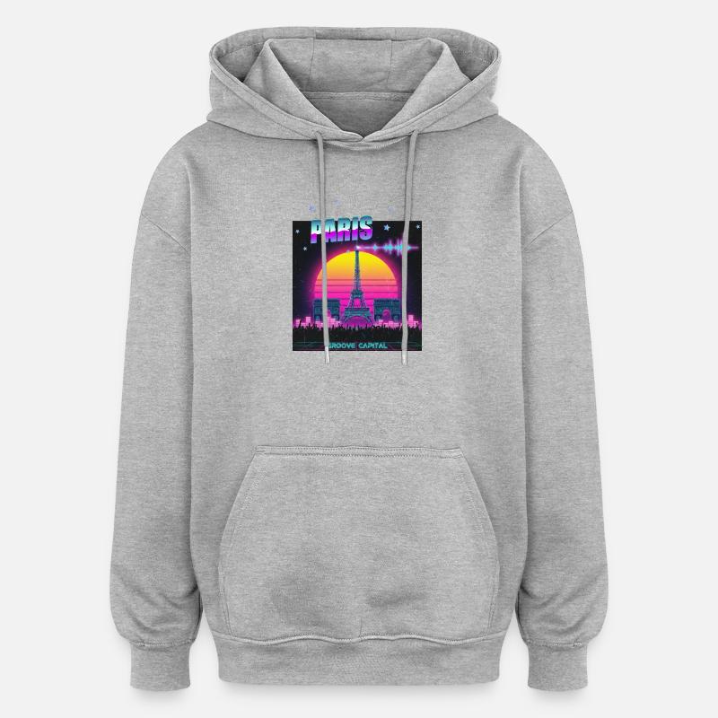 Paris Retro Wave Techno - Oversized Unisex Hoodie - heather grey