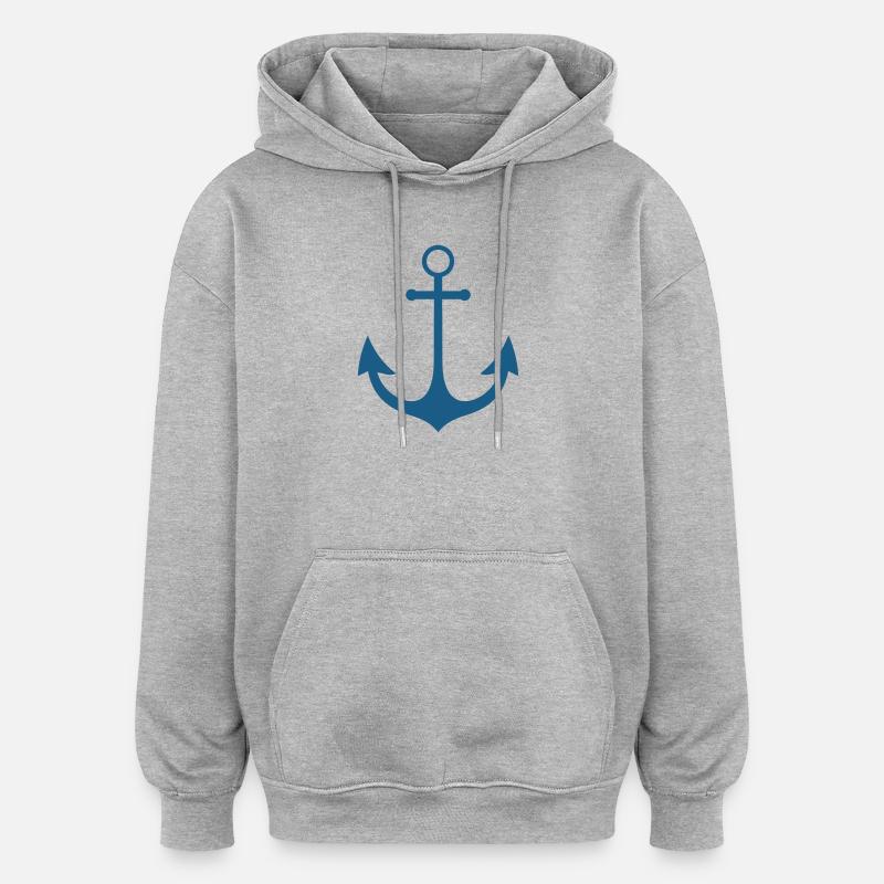Ancre Silhouette Nautical - Sweat à capuche oversize unisexe - gris chiné