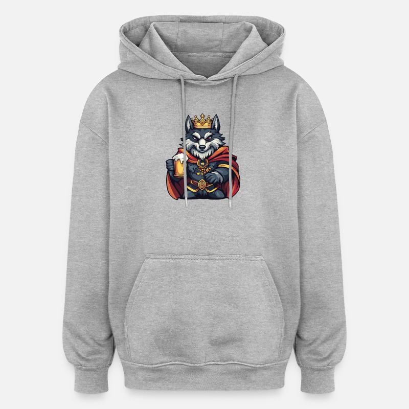 Roi de la Bière de Loup - Sweat à capuche oversize unisexe - gris chiné