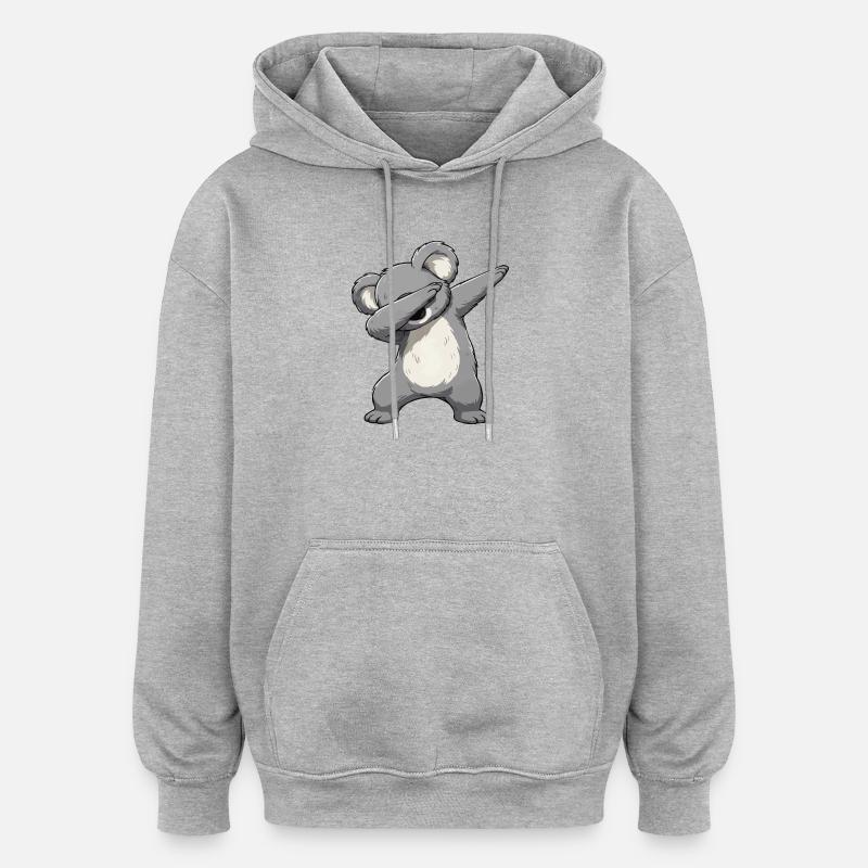 Dab-Koala Motiv – Cartoon Koala - Oversized Unisex Hoodie - Grau meliert