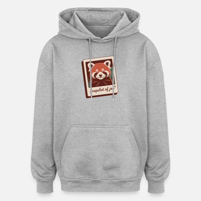 Joie du Panda Rouge - Sweat à capuche oversize unisexe - gris chiné