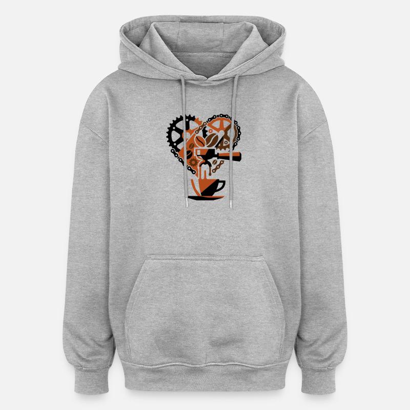Steampunk-Kaffee-Kreislauf-Gedankenlandschaft - Oversized Unisex Hoodie - Grau meliert