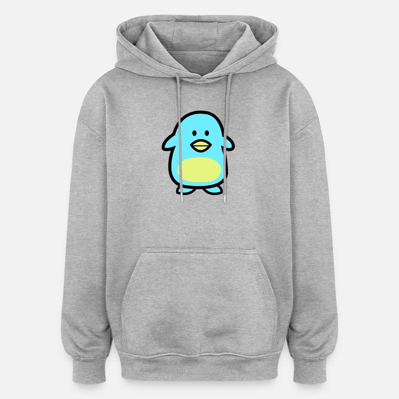 Penguin Comic - Sweat à capuche oversize unisexe - gris chiné