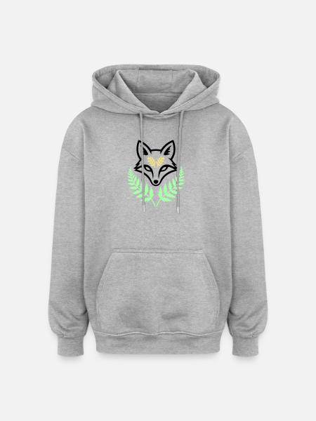 Fuchs Farn Pastell Wald Logo - Oversized Unisex Hoodie - Grau meliert