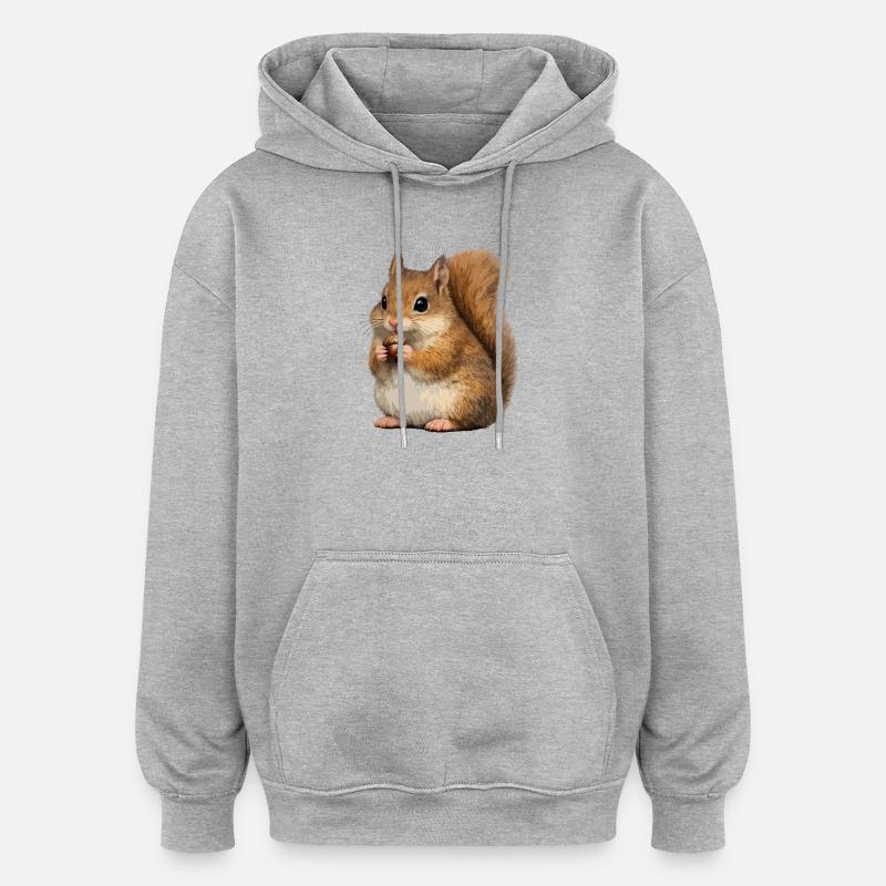 Eichhörnchen mit Eichel - Oversized Unisex Hoodie - Grau meliert