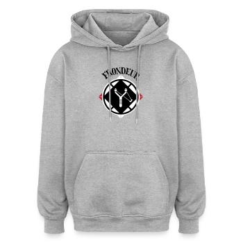 Emblème Frondeur - Sweat à capuche oversize unisexe - gris chiné - Devant - Noah (186cm)