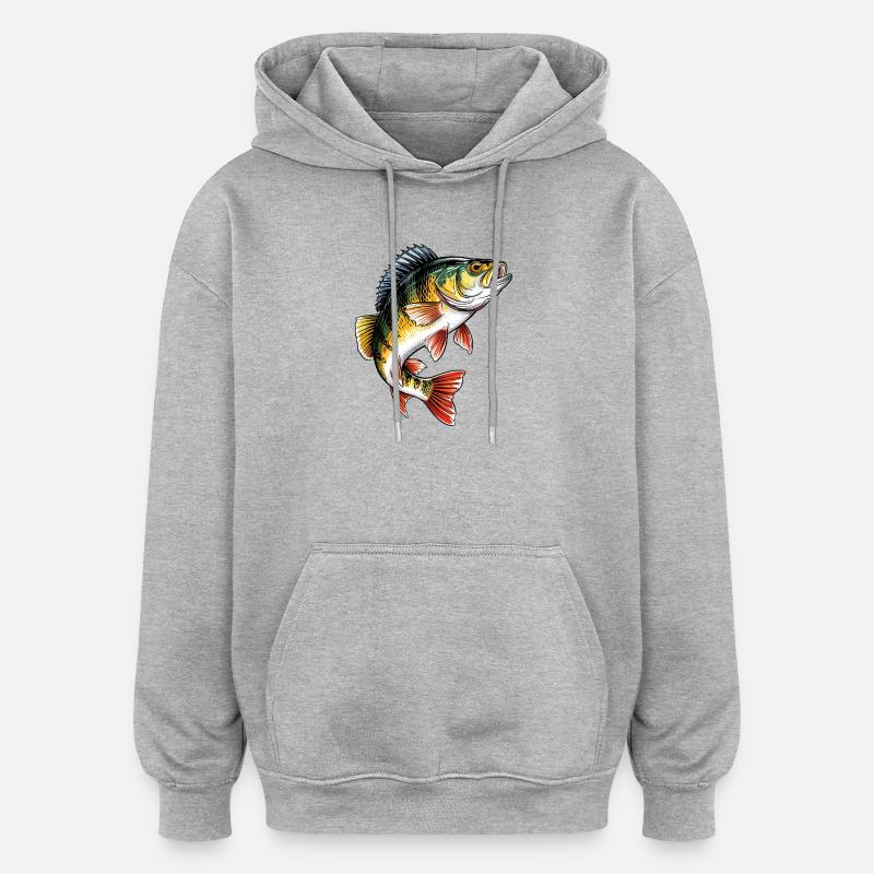 Pêche à la perche - Sweat à capuche oversize unisexe - gris chiné