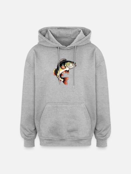 Perch Motif - Oversized Unisex Hoodie - heather grey