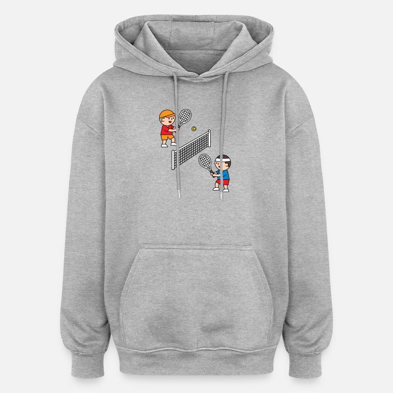 Jouer au tennis, c’est amusant ! - Sweat à capuche oversize unisexe - gris chiné