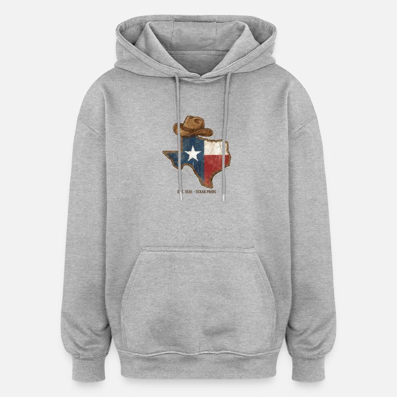 Texas Pride with cowboy hat - Oversized Unisex Hoodie - heather grey