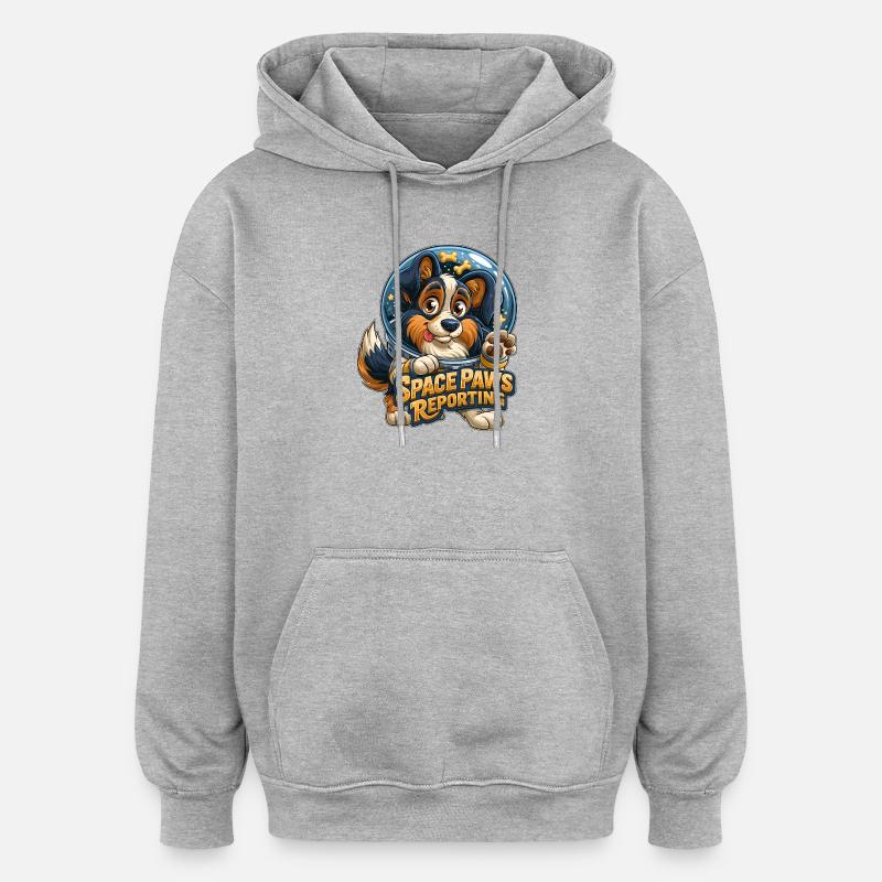 Cosmic Pup Space Paws Design - Oversized Unisex Hoodie - heather grey
