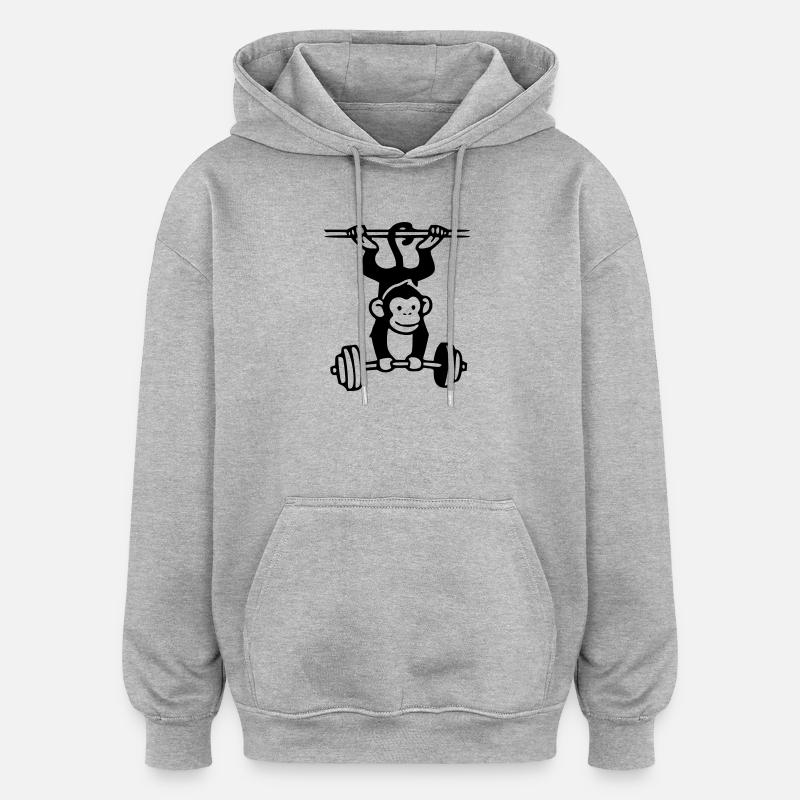 Primate Power - Gym Affe - Oversized Unisex Hoodie - Grau meliert