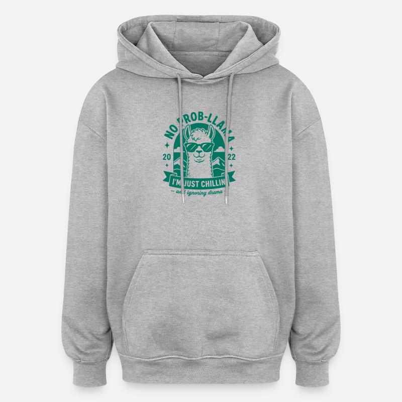 Caffeine Llamaste No Drama - Oversized Unisex Hoodie - heather grey