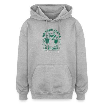 Lama de méditation Llamaste - Sweat à capuche oversize unisexe - gris chiné - Devant - Noah (186cm)