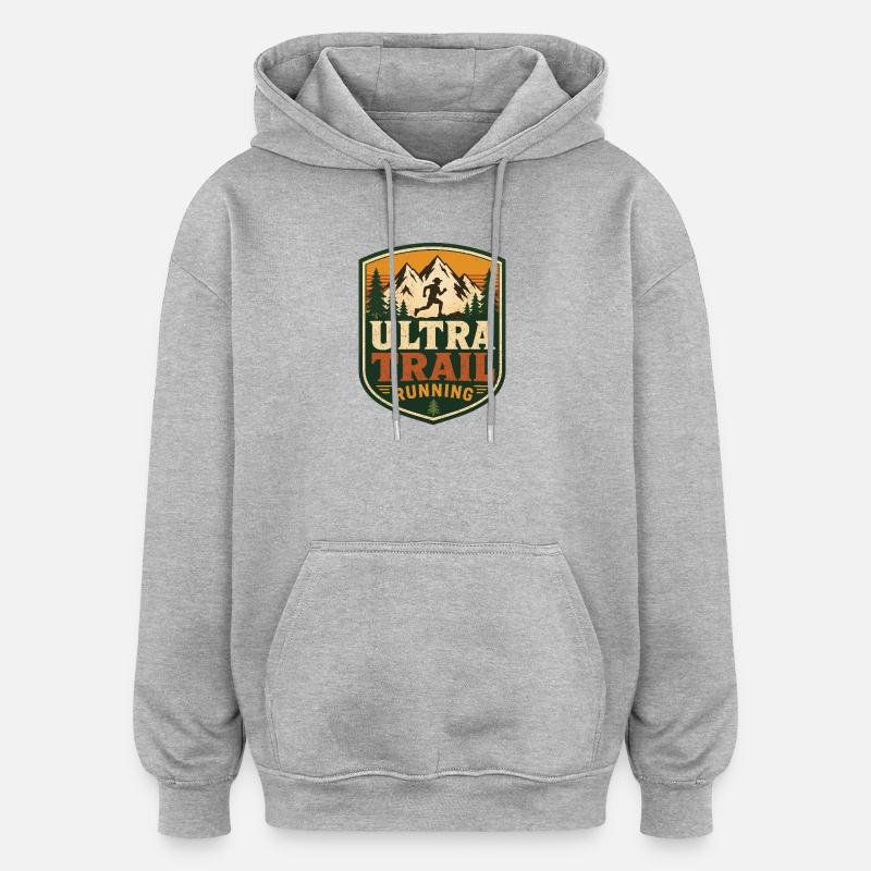 Ultra Trail Running - Sweat à capuche oversize unisexe - gris chiné
