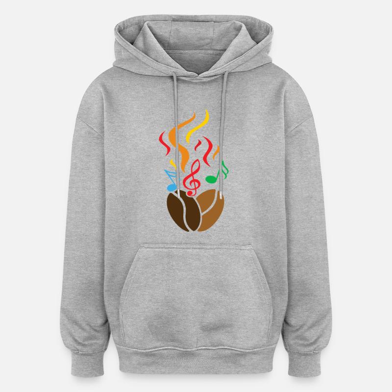 Kaffeebohnen mit Noten - Oversized Unisex Hoodie - Grau meliert