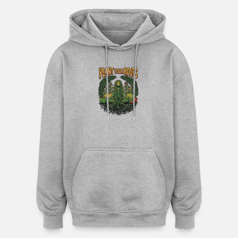 Plantez votre esprit - Sweat à capuche oversize unisexe - gris chiné