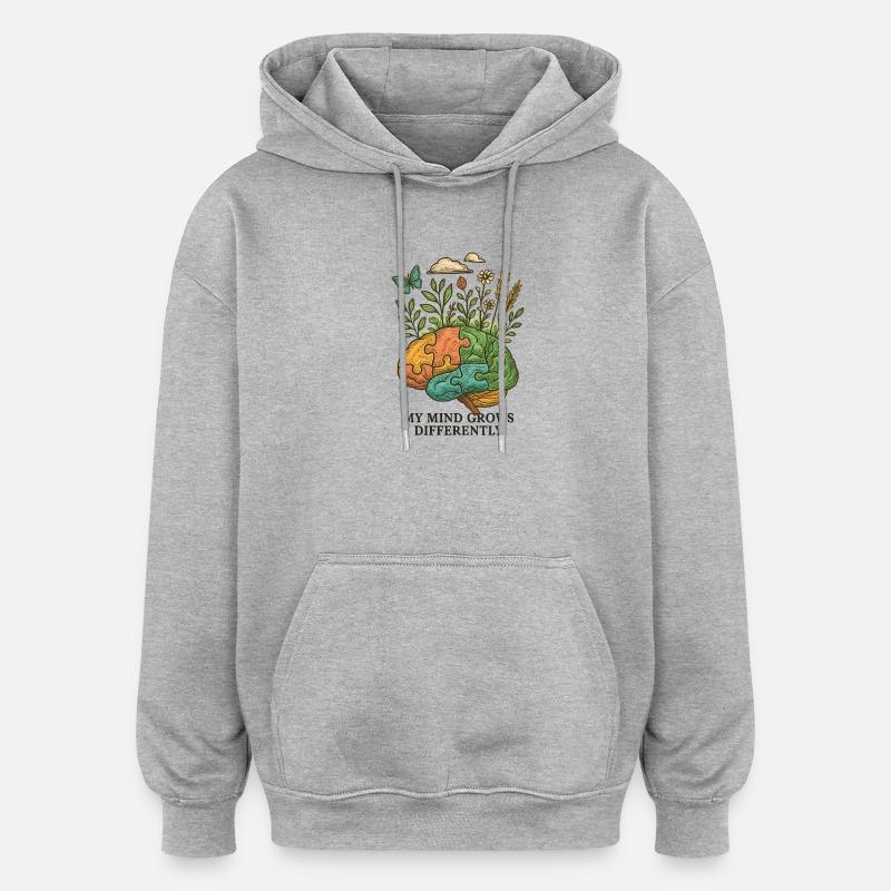 Le cerveau évolue différemment - Sweat à capuche oversize unisexe - gris chiné
