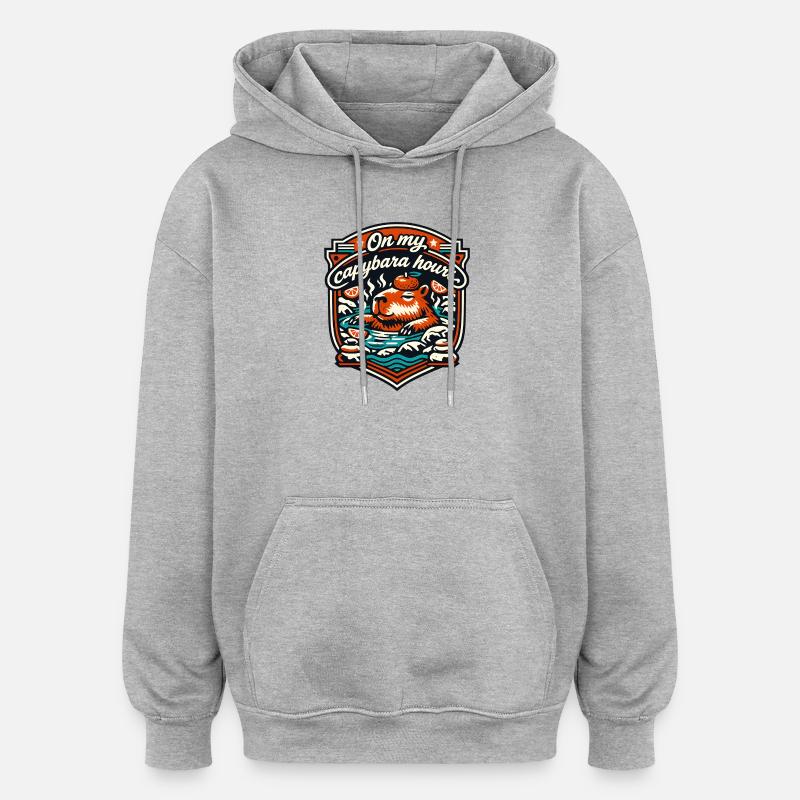 Capybara Hours Relaxation Bath - Oversized Unisex Hoodie - heather grey
