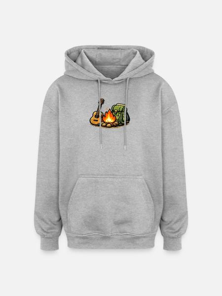 Campfire Guitar Adventure - Oversized Unisex Hoodie - heather grey