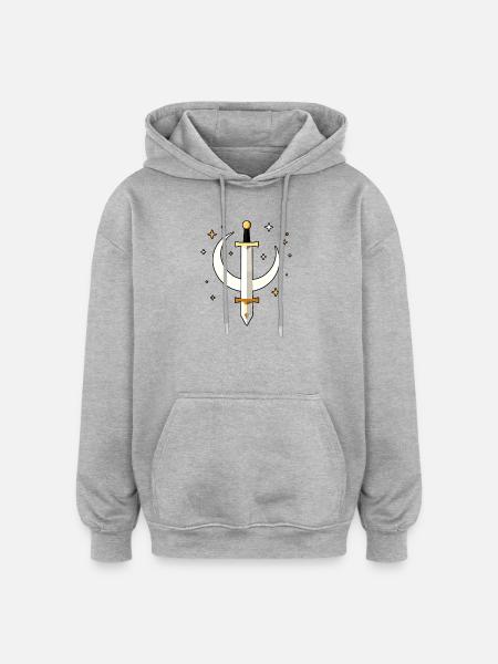 Moon Sword Streetwear Design - Oversized Unisex Hoodie - heather grey