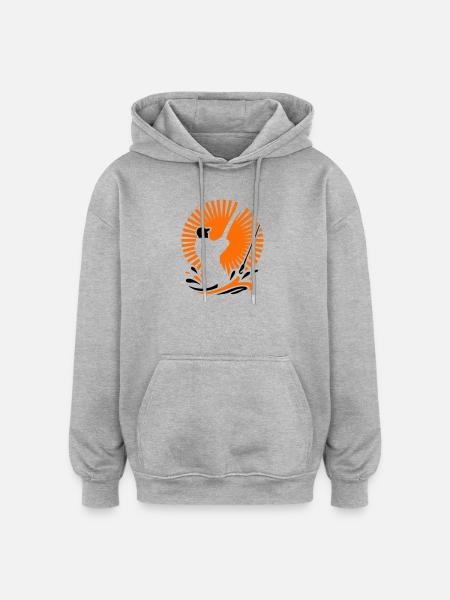 Icône de silhouette de pêcheur - Sweat à capuche oversize unisexe - gris chiné