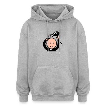 Glatze, die sich die Haare trocknet - Oversized Unisex Hoodie - Grau meliert - Vorne - Noah (186cm)