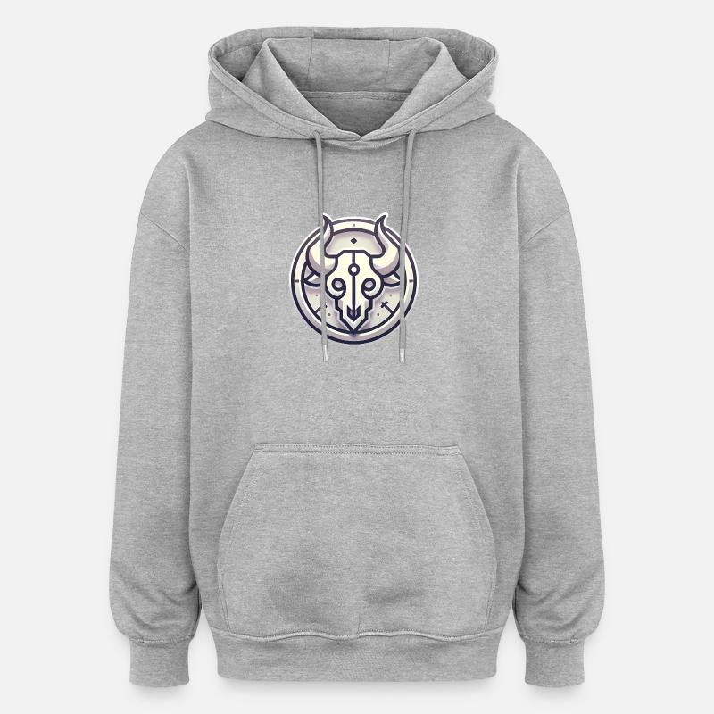 Minimalistisches Bullenschädel-Abzeichen-Design - Oversized Unisex Hoodie - Grau meliert