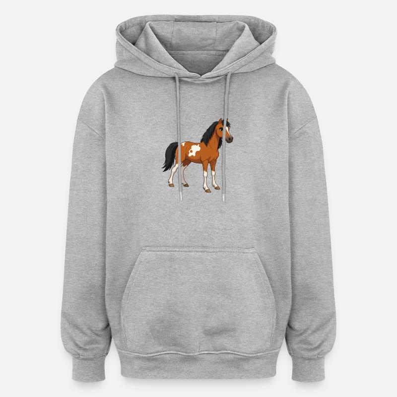 Pferd klein echt - Oversized Unisex Hoodie - Grau meliert