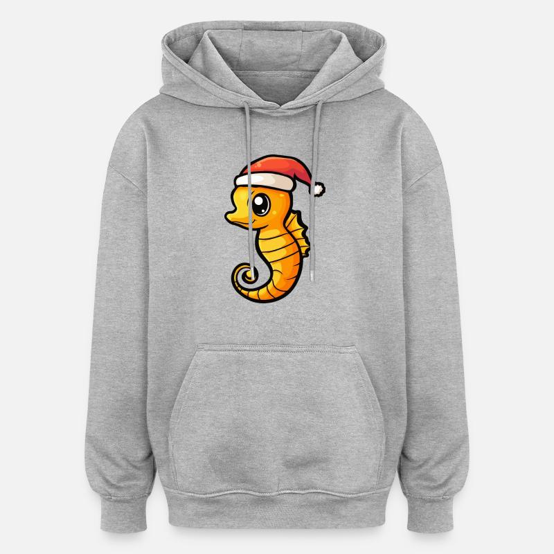 Noël de l’hippocampe - Sweat à capuche oversize unisexe - gris chiné